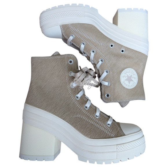 Converse Chuck 70 De Luxe Heel Genuine Calf Pony Hair Platform Sneaker 9 NEW - Picture 10 of 11